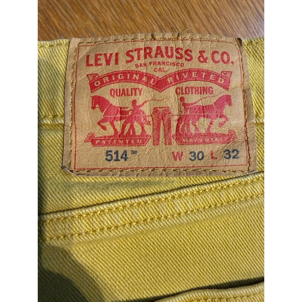 Levis 514 Jeans‎ Mens 30x32 Mustard Yellow Straight Fit Denim Rodeo Ranch Farm